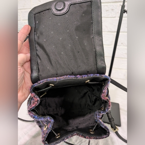 Kate Spade Emerson Fabric Jessa Tweed Backpack Burgundy/Multi 90's Inspired Bag - Picture 11 of 16